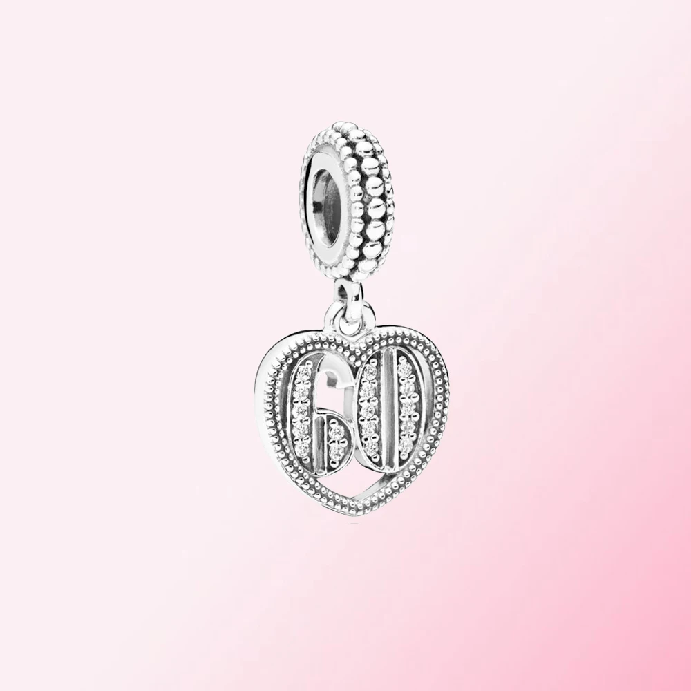 

2021 New 100% 925 Sterling Silver Fashion Number 60 Charm Bracelet Charm Pendant Factory Direct Free Delivery