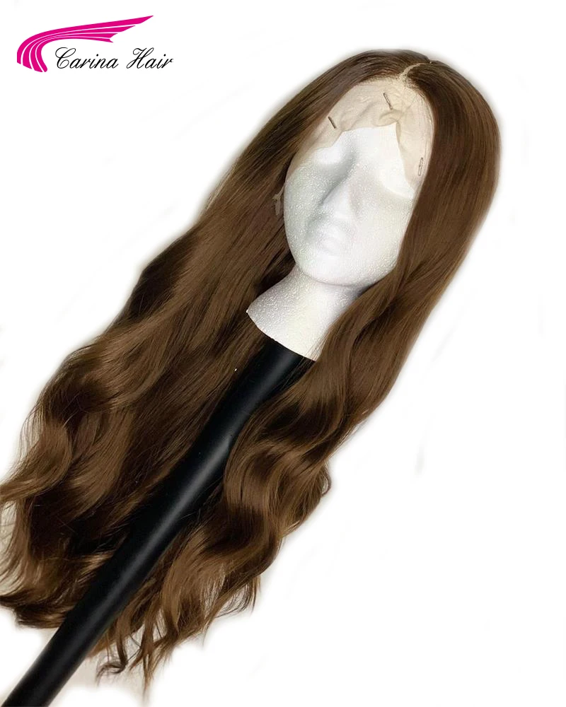 Carina волнистые парики из натуральных волос на фронте шнурка с волосами младенца