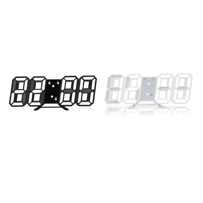 

3D LED Wall Clock w/ Sound Control 12/24 Hr Time/Date Display Nightlight Alarm Clock Digital Clock Brightness to Adjust