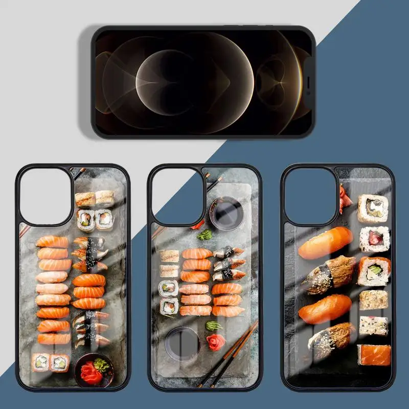 

Japanese cuisine Sushi food Phone Case PC for iPhone 11 12 pro XS MAX 8 7 6 6S Plus X 5S SE 2020 XR Luxury brand shell funda