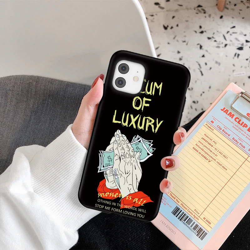 uigo art oil painting black phone case for iphone 12 11 pro se 2020 xr xs max x 6 6s 7 8 plus soft tpu back cover fundas coque free global shipping