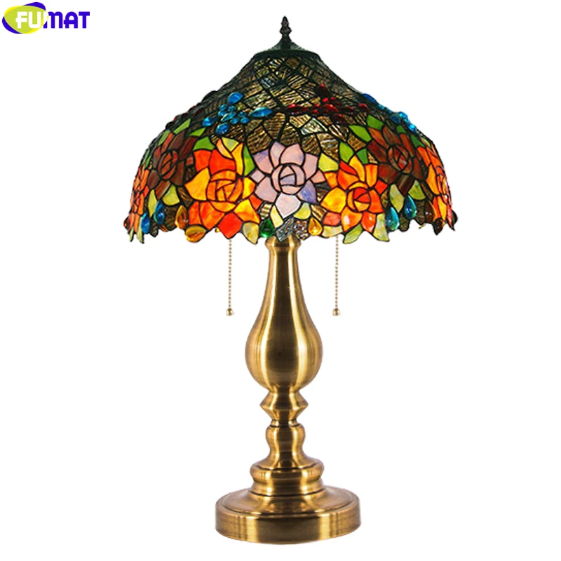FUMAT красная розовая фиолетовая настольная лампа Тиффани Нефритовая витражная