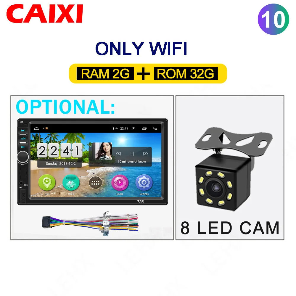 cx-726-32G-CAM Автомобильный Android 8,1 стерео радио gps навигация Bluetooth wifi Универсальный 2din авто стерео радио четырехъядерный аудио мультимедиа воспроизведение - Цвет: cx-726-32G-CAM