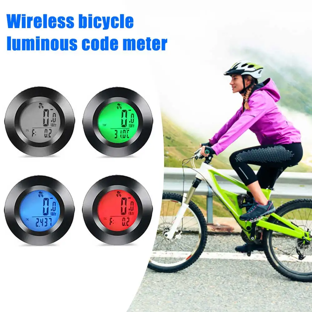 

Bicycle Computer Set Wireless Waterproof Digital Round Luminous Wireless Speed Meter Measurement Odometer Bike Speedometer