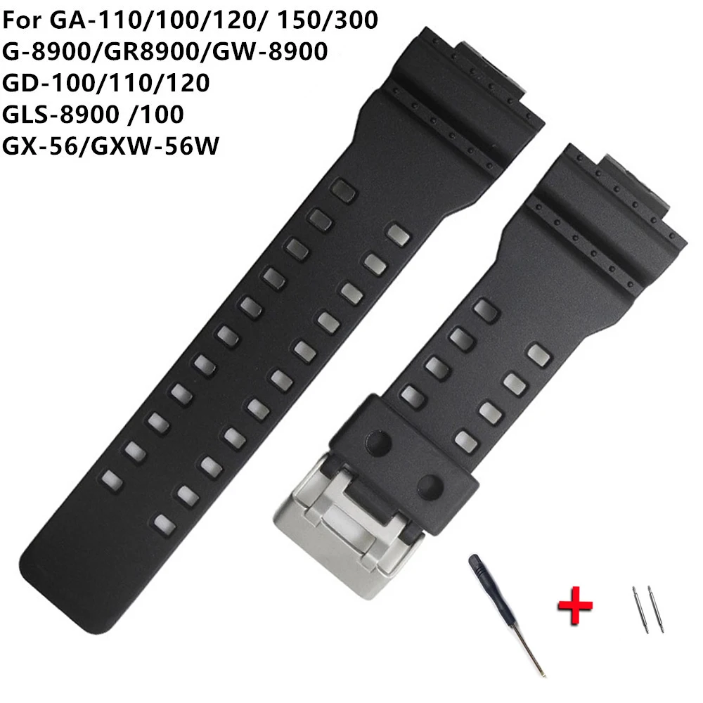 

Ремешок силиконовый для CasioG Shock, резиновый сменный Водонепроницаемый черный браслет для часов, 16 мм, аксессуары