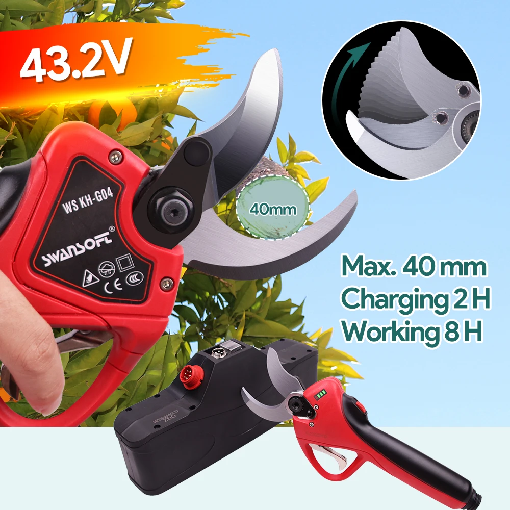 

43.2V Cordless Pruner Lithium-ion Pruning Shear Efficient scissors Bonsai Electric Tree Branches garden tools electric