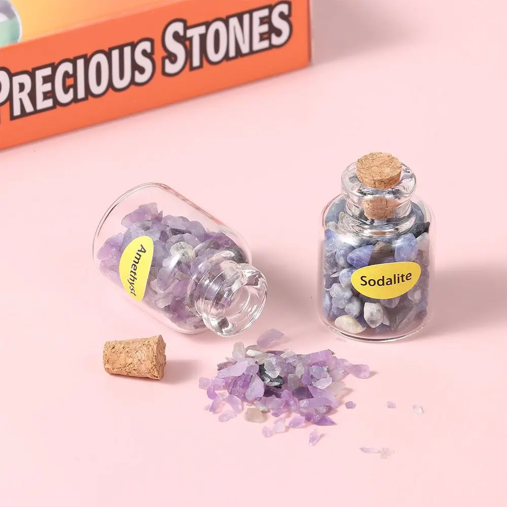 Home Statue Rose Quartz Mini Ornament Gravel Bottles Wooden Cork Stones Natural Crystal Stone Healing | Дом и сад