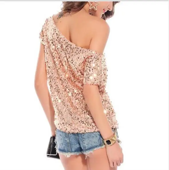 Модная рубашка с пайетками женские летние топы открытой спиной серебристая