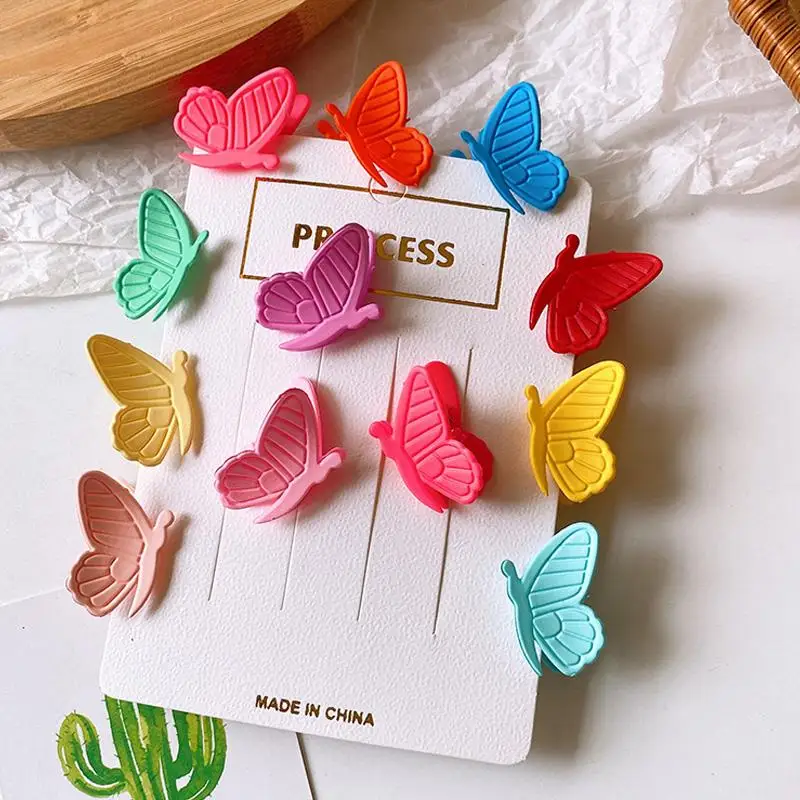 

6/20Pcs Cute Frosted Butterfly Hair Claw for Kids Sweet Plastic Mini Bangs Hair Clip Ponytail Hairpin Hair Accessories Kids Gift