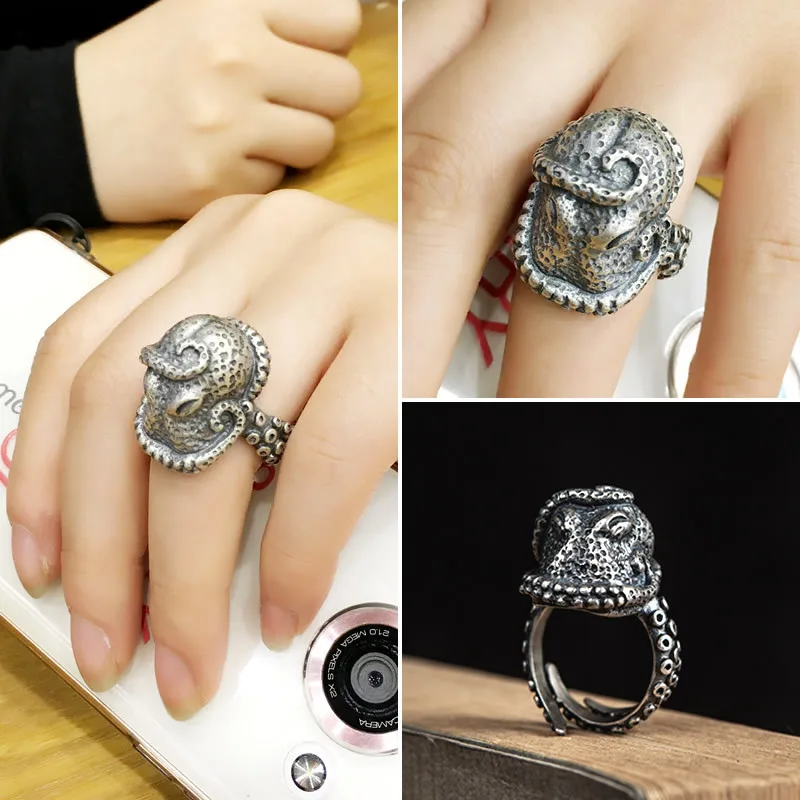 HelloLook 925 пробы серебро преувеличенный Осьминог разъединяющееся кольцо