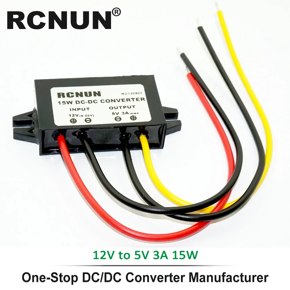12V to 5V 3A RCNUN 12 В 24 В до 5 В 6 в 3A 5A 10A 15A 20A 30A 40A понижающий DC преобразователь Регулятор для игрушечных автомобилей Светодиодный источник питания - Цвет: 12V to 5V 3A