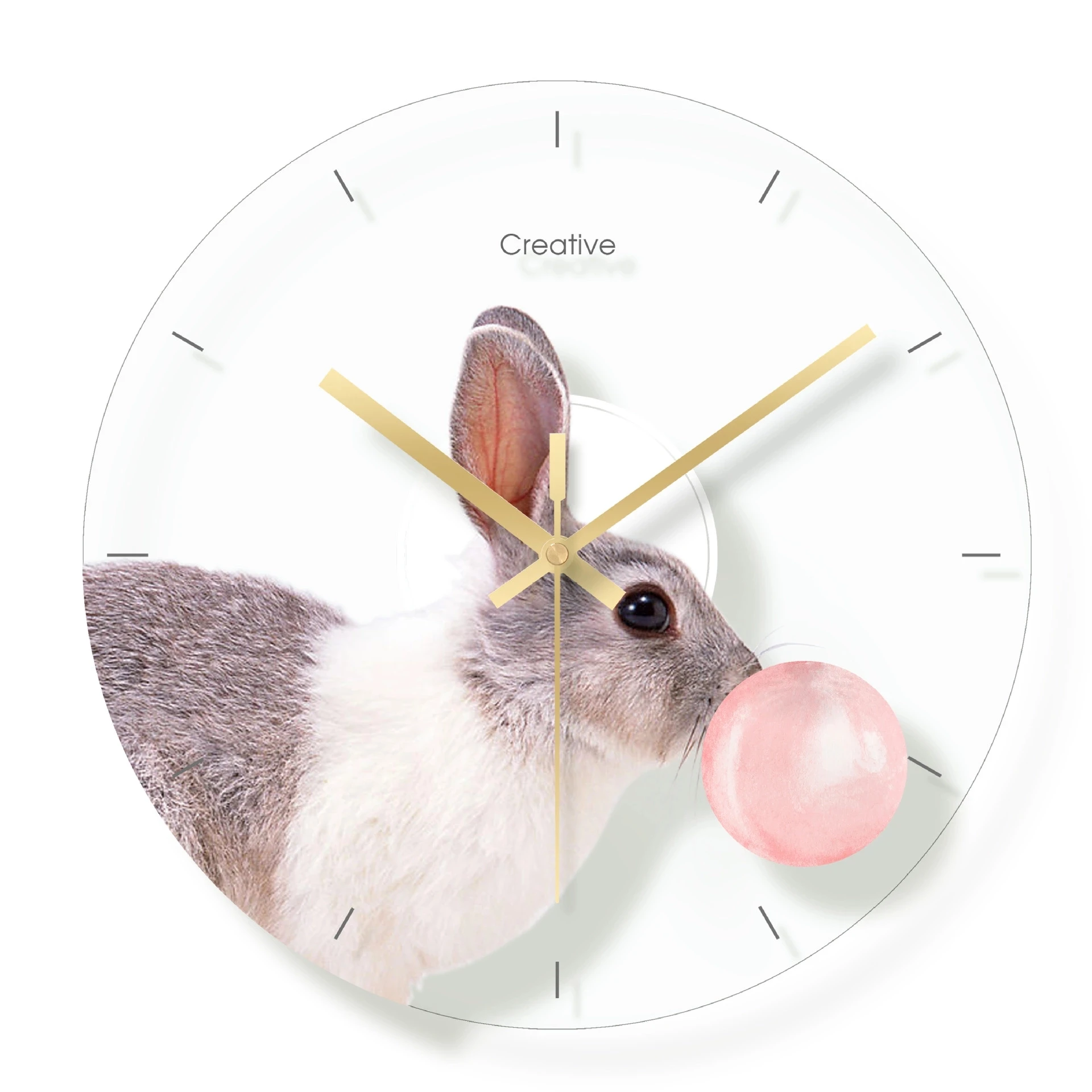 

Rabbit balloon toughened glass wall clock living room bedroom quiet home modern luxury clocks