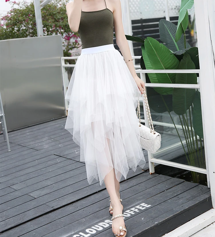 Женские фатиновые юбки, s Faldas Mujer Moda,, модные, эластичные, высокая талия, сетка, пачка, макси, плиссированная, длинная, миди, Saias Jupe, Женская юбка