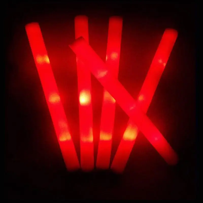 

900C 30 Pcs Light-Up Foam Sticks LED Soft Batons Rally Rave Glow Wands Multicolor Cheer Flashing Tube Concert for Festivals