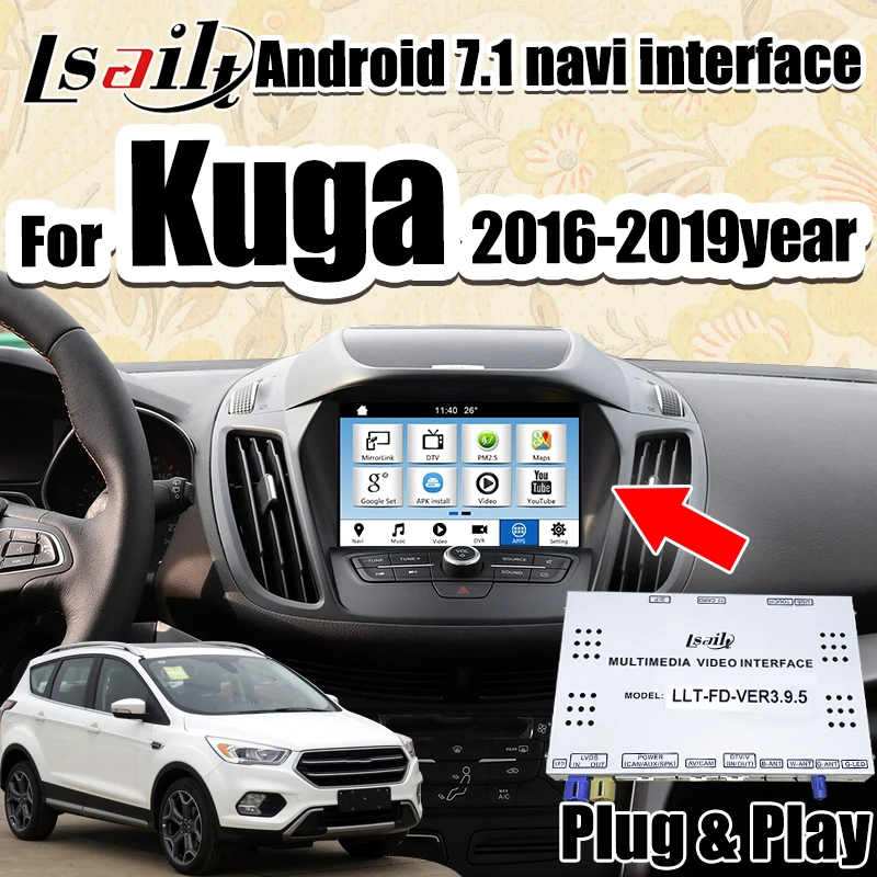 online Caixa Video Dos Multimédios Da Relação Da Navegação De Android 9.0 Gps Para O Jogo Automático Do Apoio De Ford Kuga/escape Sync3 2016-18 Por Lsailt