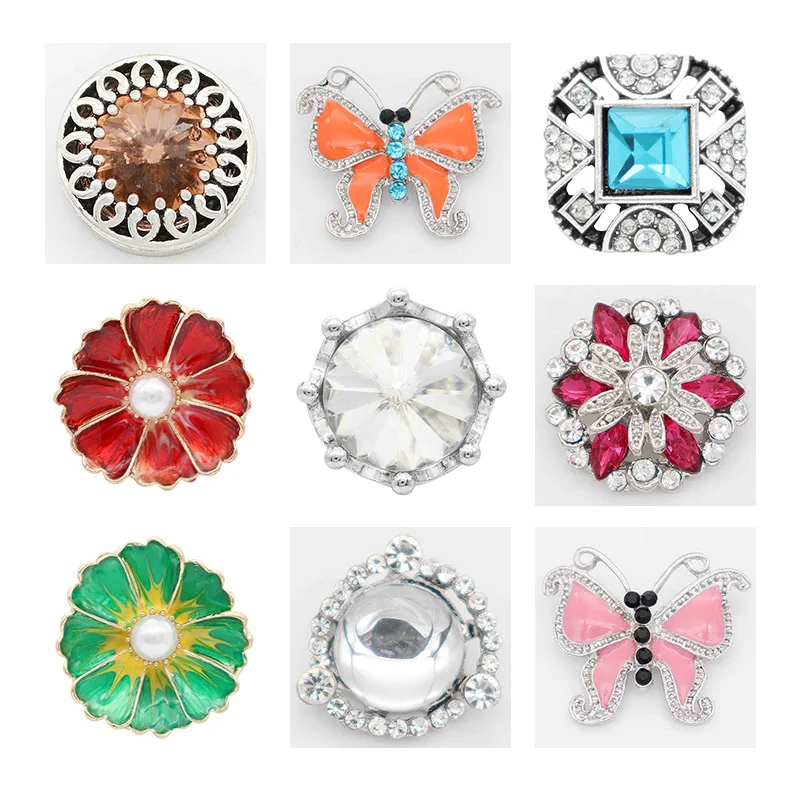 

Стразы, цветок 20 мм, металлические кнопки, ювелирные изделия, DIY браслет KD1037