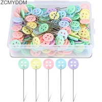 zcmyddm 50100pcs button head straight pins plastic sewing pins in a box for quilting fabric dressmaking diy sewing accessories