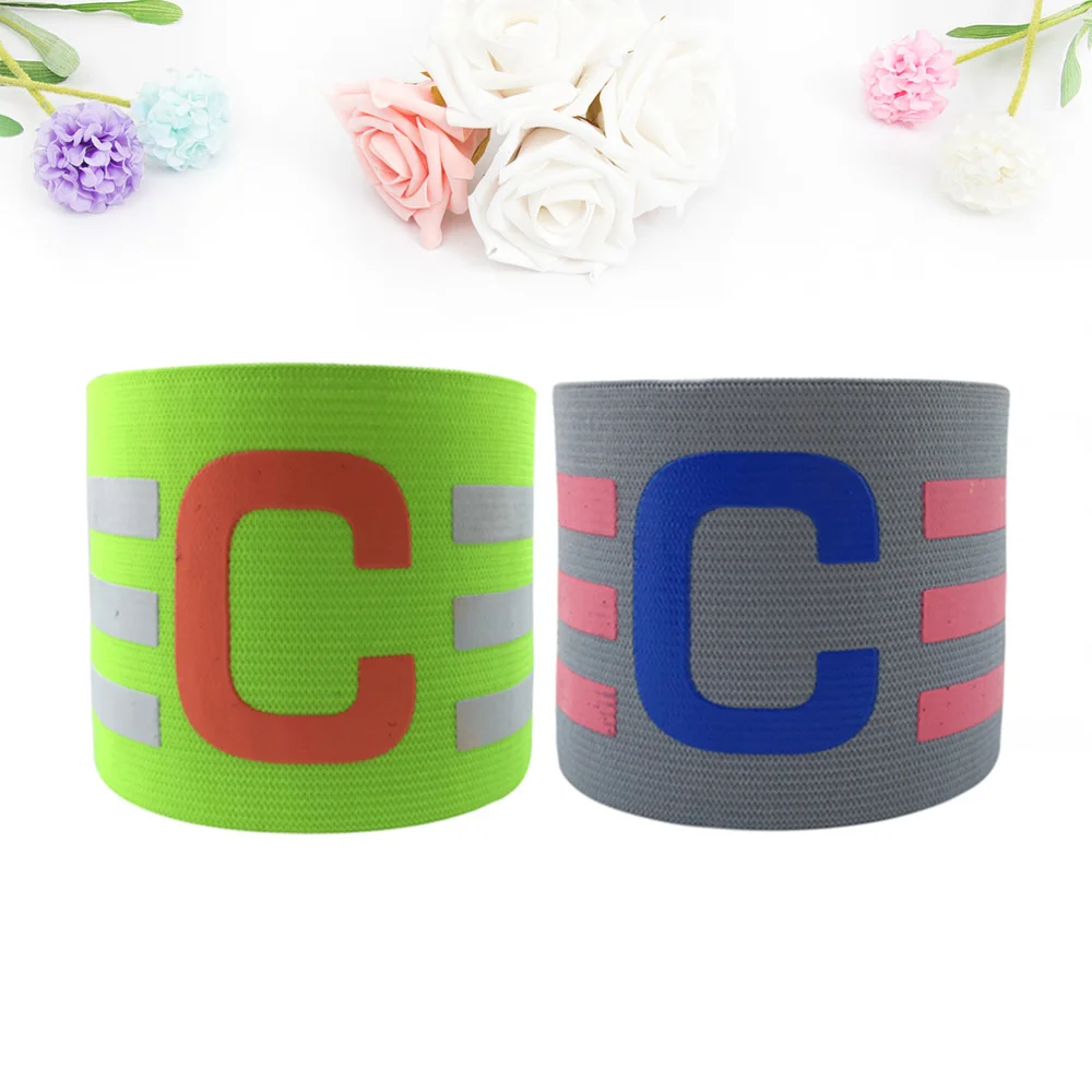 

2pcs Fashion Sports Armband Football Soccer Captain Armlet Rugby Basketball Player Arm Bound Bands (Green and Grey)