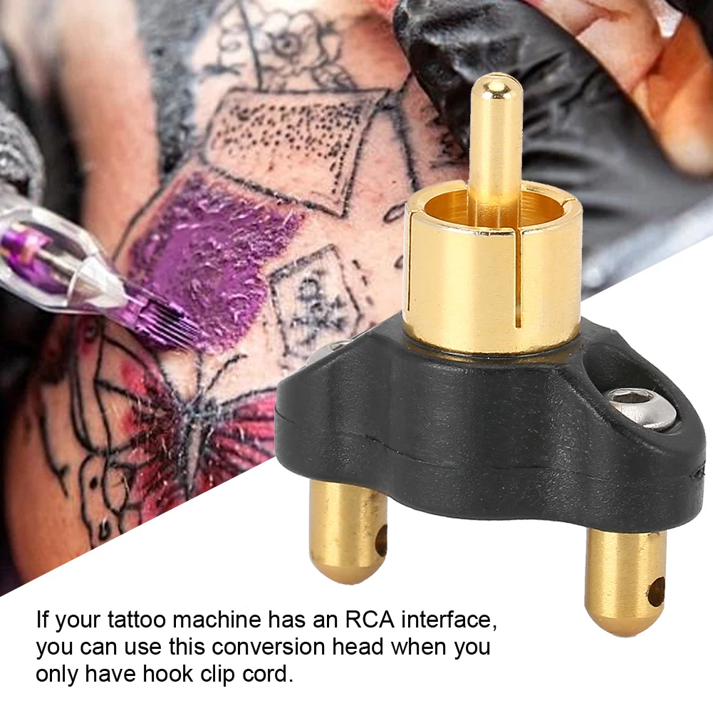 

1PCS Professional RCA Interface Alloy Tattoo Machine Conversion Head Clip ​Cord Cable Converter Tattoo Gun Power Supplies Tools