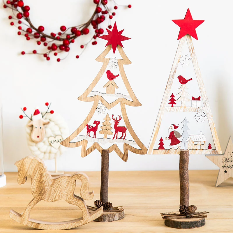 Новогоднее украшение Деревянное Лось Елочные украшения Ремесла 2022 Санта Клаус