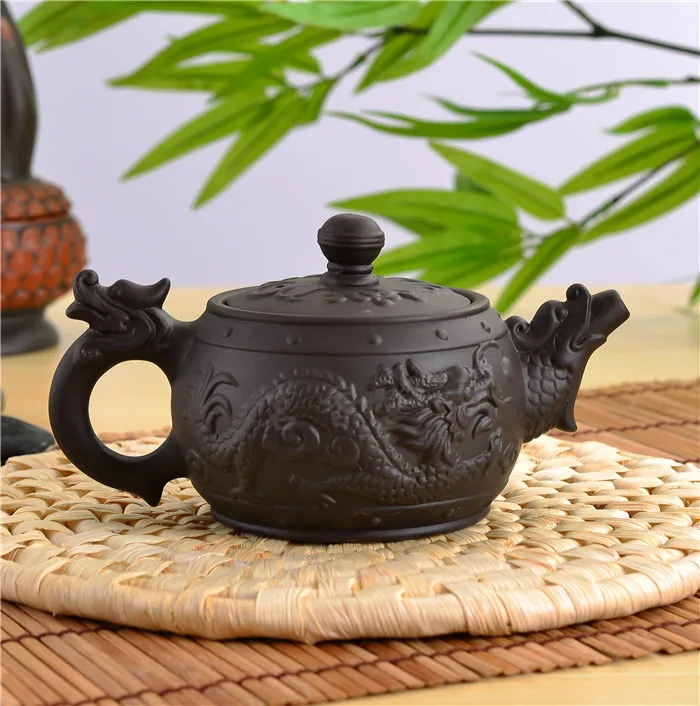 Чайник из исинской глины с изображением дракона и феникса 350 мл | Дом сад