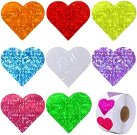 50 500pcs 1 5inch heart sticker gift packaging seal labels for valentines day 8 patterns wedding decor stationery sticker