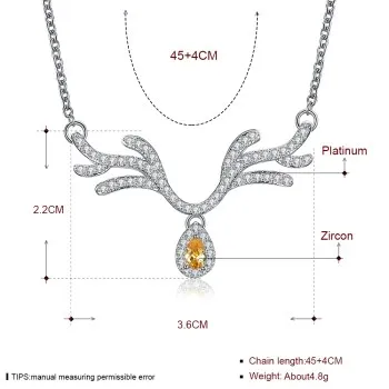 

Water Drop Zircon 18 Inch Necklace Two-tone Rose Gold and White Gold Antler Necklace LKN18KRGPN1208 Anime Chakra Necklace