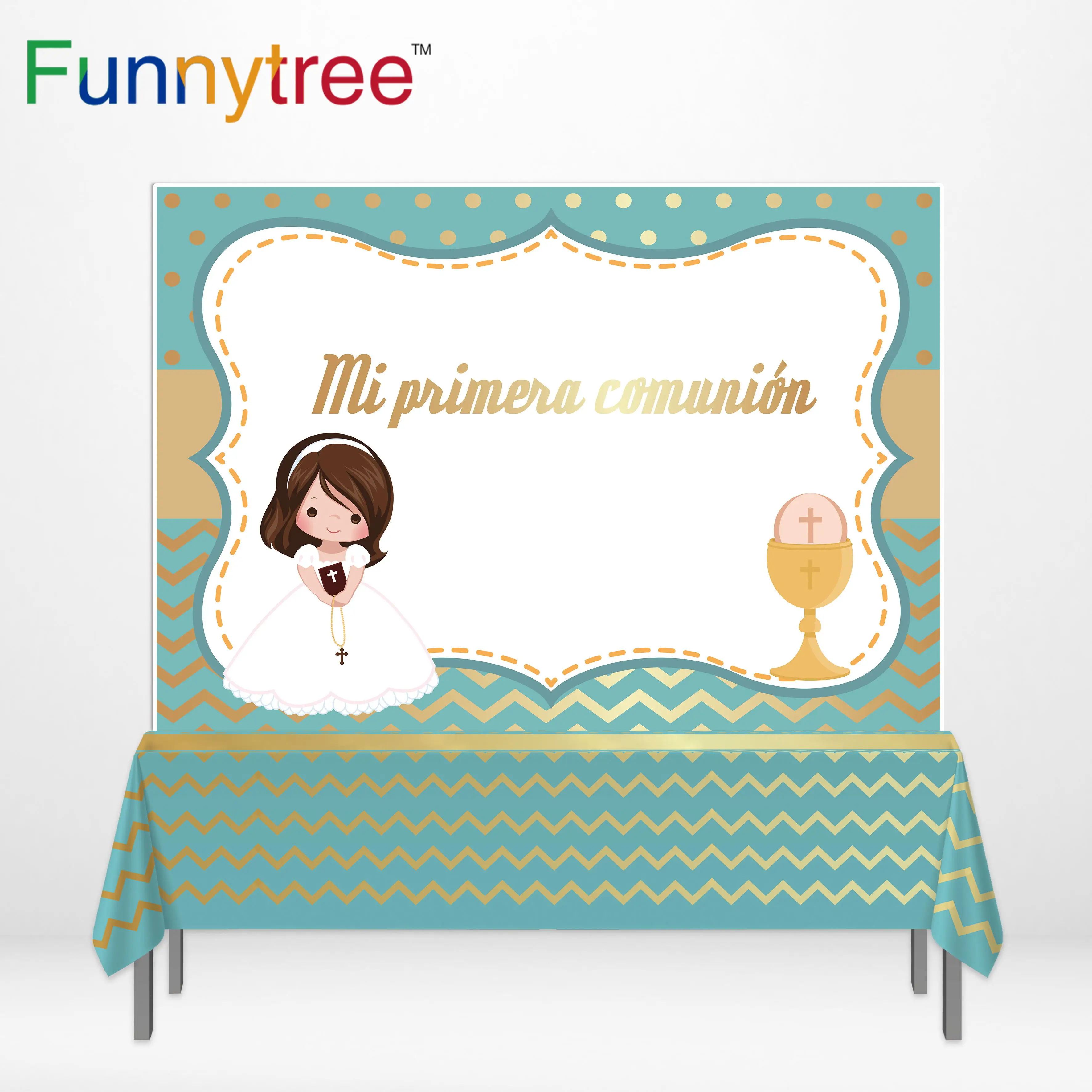 Funnytree вечерние баннеры baby shower девушка Причастие Декор мультфильм фото фон дети Фон скатерть Фотофон