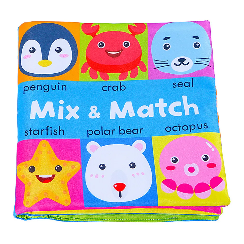 

Soft Baby Cloth Activity Crinkle Toddler The Animal Face Matching Book Baby Early Education Puzzle Cloth Book Baby Bath Toys