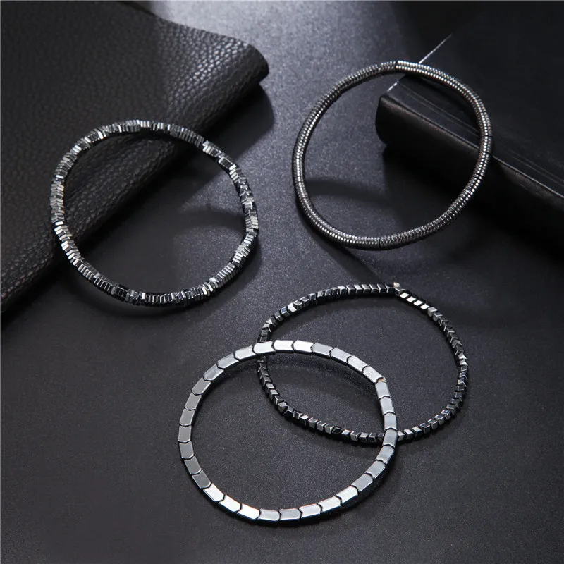 Новинка 2019 роскошный браслет с геометрическим рисунком мужской из гематита и