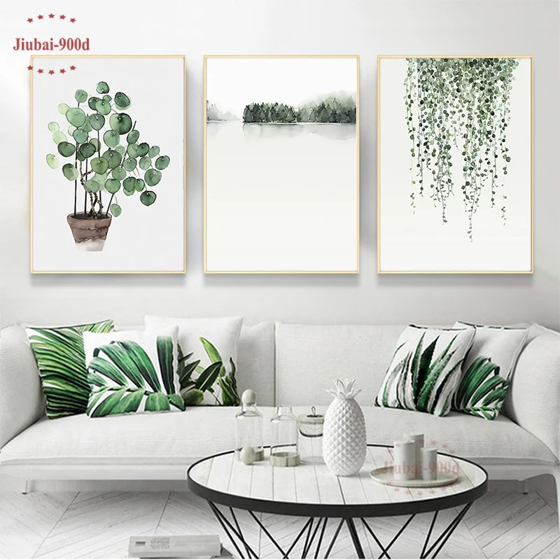 

Nordic Green Plant Canvas Painting Posters And Prints Wall Pictures For Living Room Wall Art Modern Home Decoration SAN 127-1