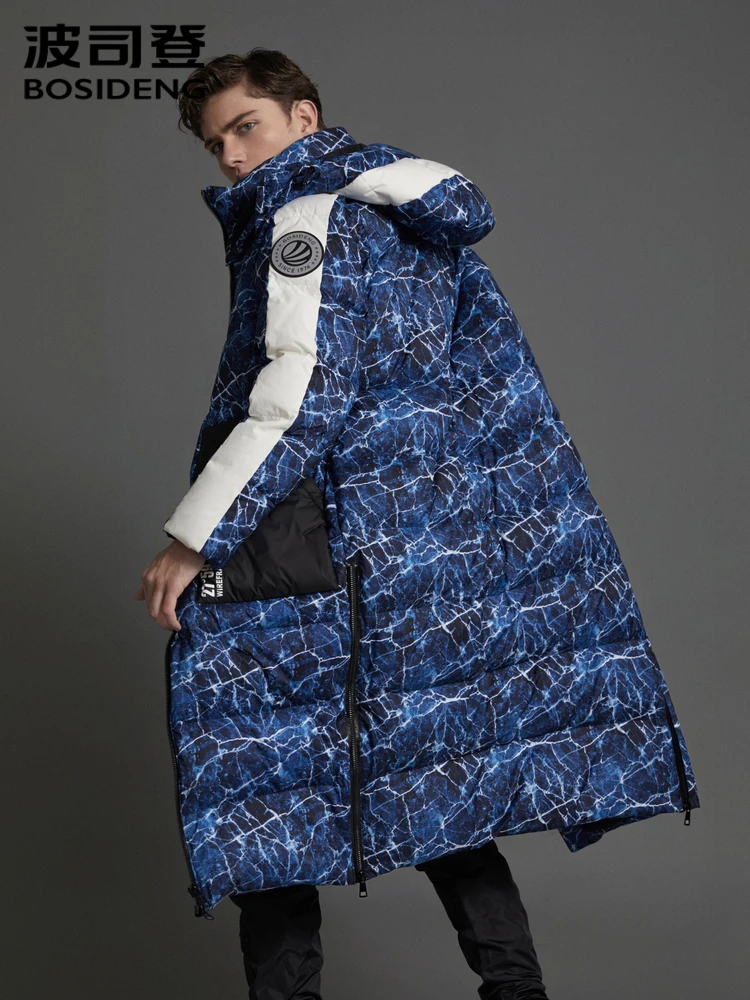 Мужская парка на 90% белом утином пуху BOSIDENG съемная Толстая Длинная зимняя теплая