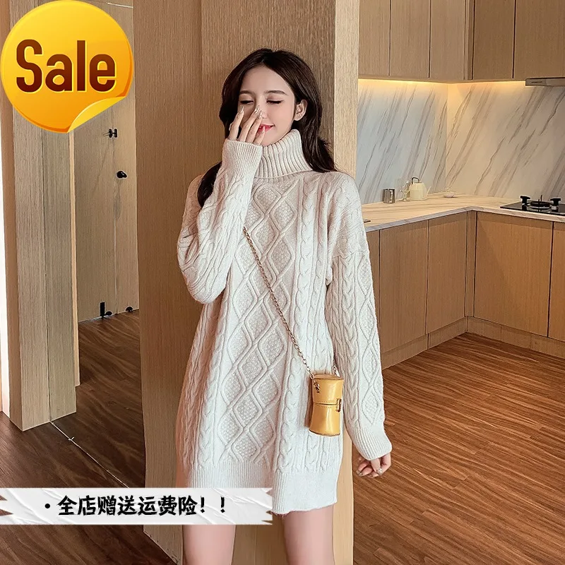 

Lazy sweater aging foreign style fried street in autumn 2021 new loose thickened medium and long high neck blouse for women