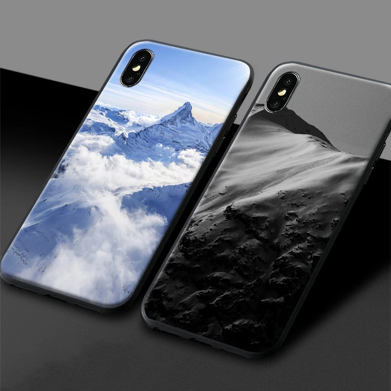 snow mountain landscape view natural scenery soft silicone phone case cover shell for iphone 6 6s 7 8 plus x xr xs 11 pro max free global shipping
