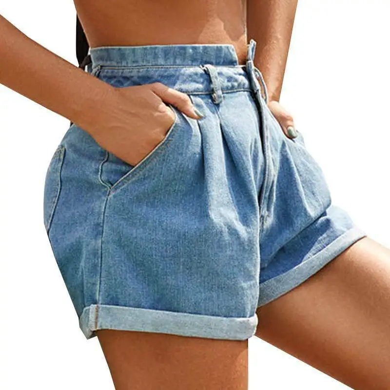 

Womens Ladies High Waist Denim Shorts Summer Holiday Casual Pockets Jeans AU