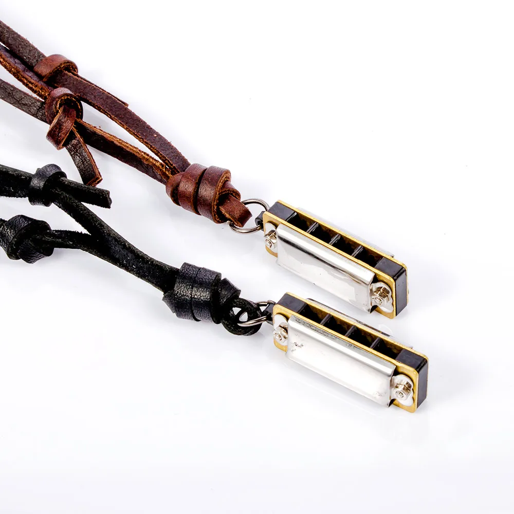 Ожерелье мини-гармоника в стиле ретро кожаное металлическое колье с кулоном