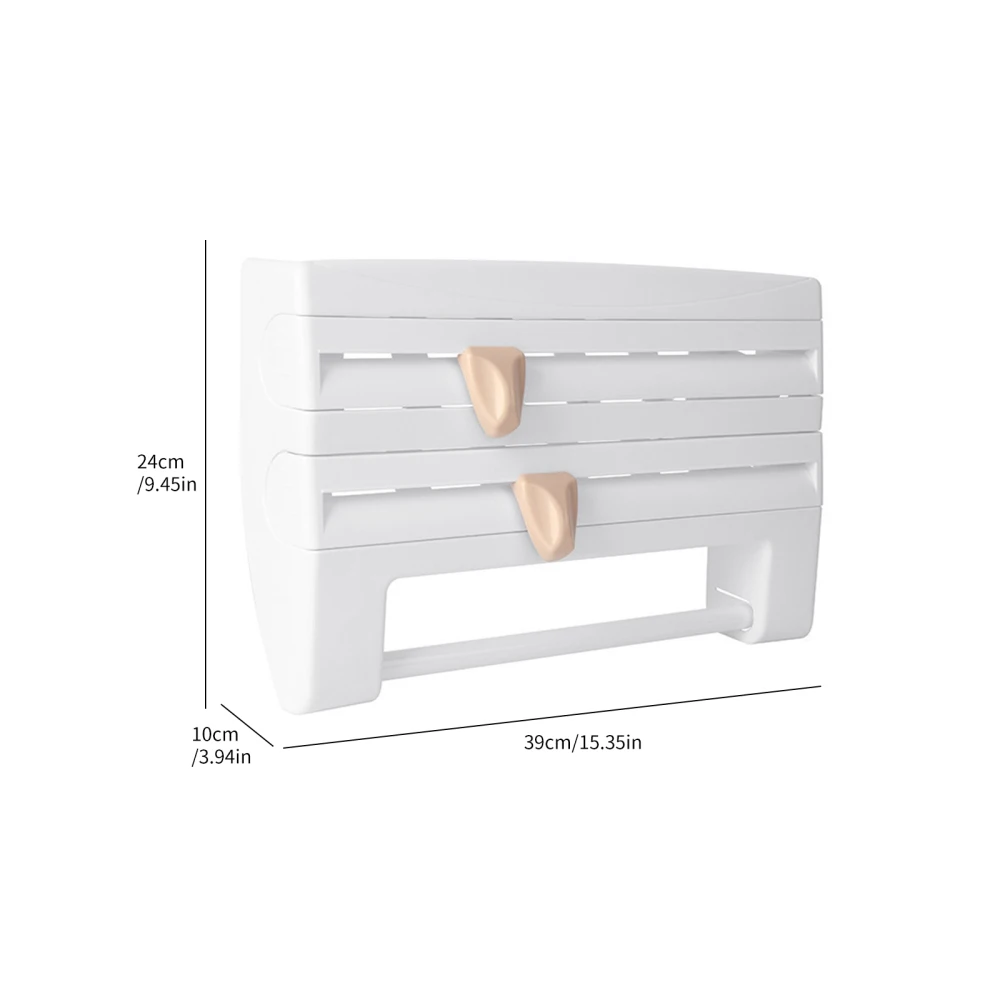 

Wall-Mount Storage Rack Paper Towel Holder Sauce Bottle Rack 4 In 1 Cling Film Cutting Holder Mutifunction Kitchen Organizer