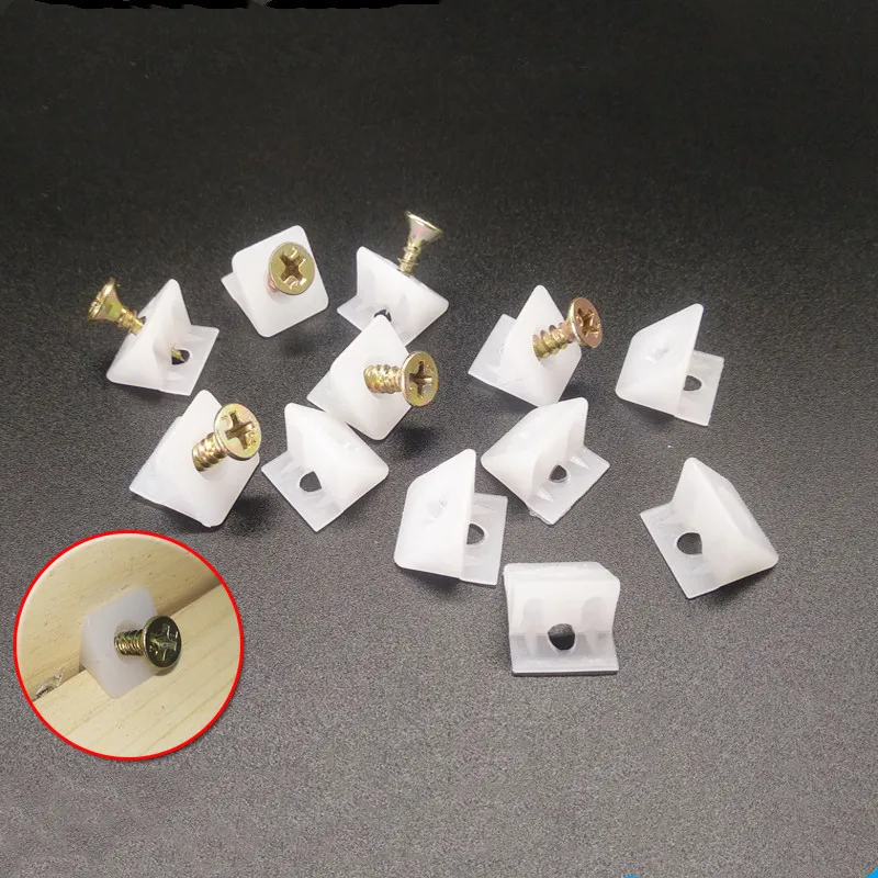 Пластиковый угловой кронштейн для шкафа с винтами 45 градусов 100 шт./компл.|Угловые