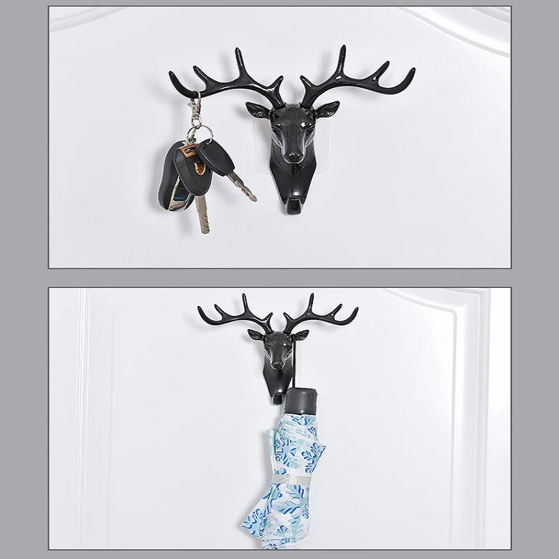 

Deer Head and Antlers Wall Hanging Hooks Home Decoration Coats, Hats and Scarves Key Towel Hangers Seamless Wall Viscose Hooks