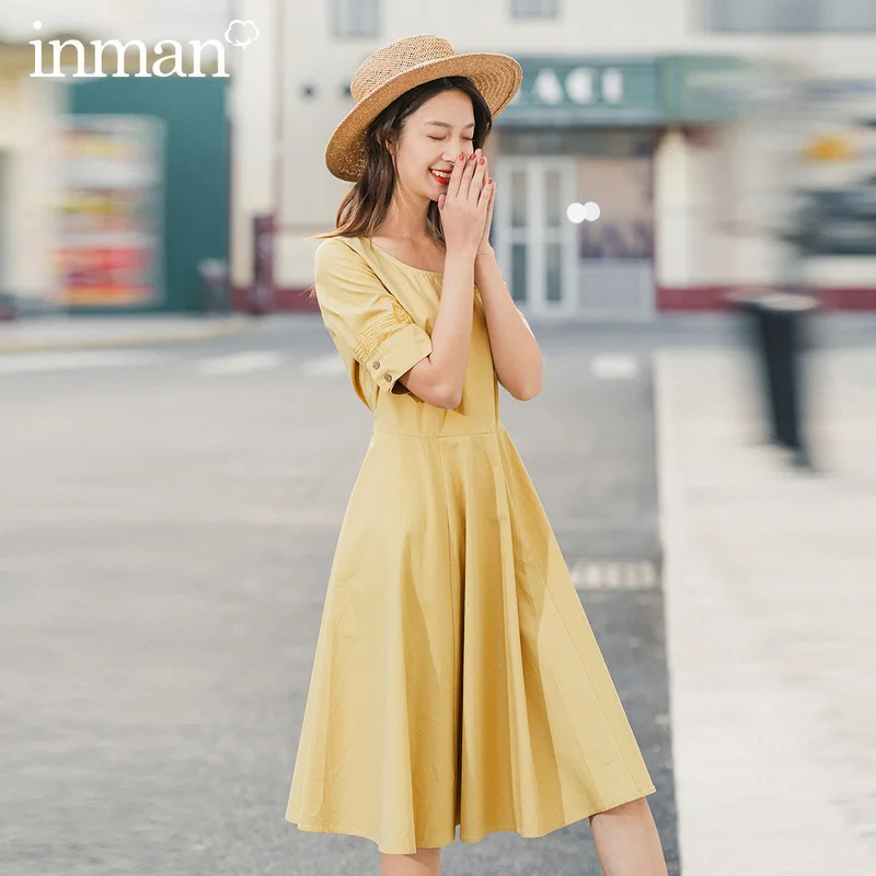 INMAN весна 2020 Новое поступление художественное ретро с круглым воротником из