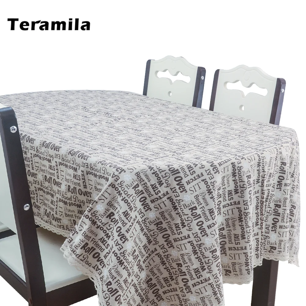 Teramila плотная скатерть текстовой дизайн льняная с кружевом прямоугольная
