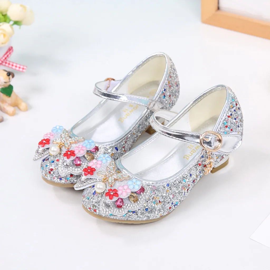 Детские вечерние сандалии принцессы с жемчугом и бантом-бабочкой для маленьких