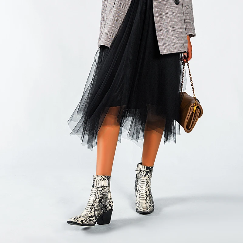 2019 г. Женские ботильоны Осенняя обувь в стиле панк из эластичной кожи на высоком