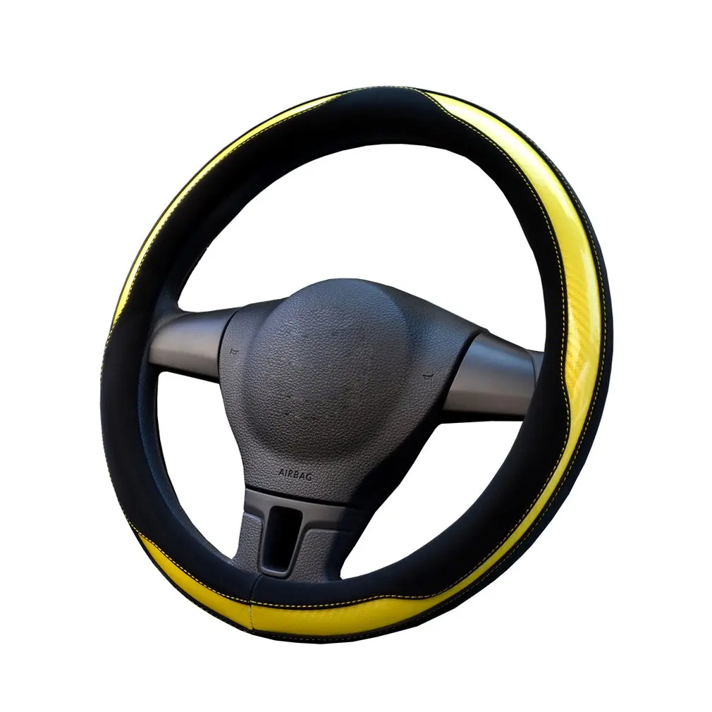 

General 38cm Universal Auto Car Leather Steering Wheel Cover Interior Accessories Car Covers Skidproof Holder Protector