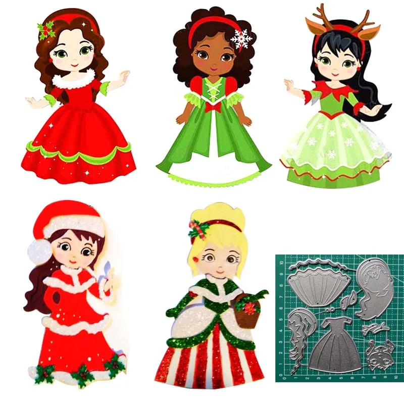 Набор вырубных штампов &quotмилое платье принцессы рождественское куклы трафарет