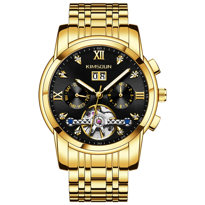 

KIMSDUN Men's Automatic Mechanical Business Luminous Date Date Tourbillon Watch Relogio Masculino