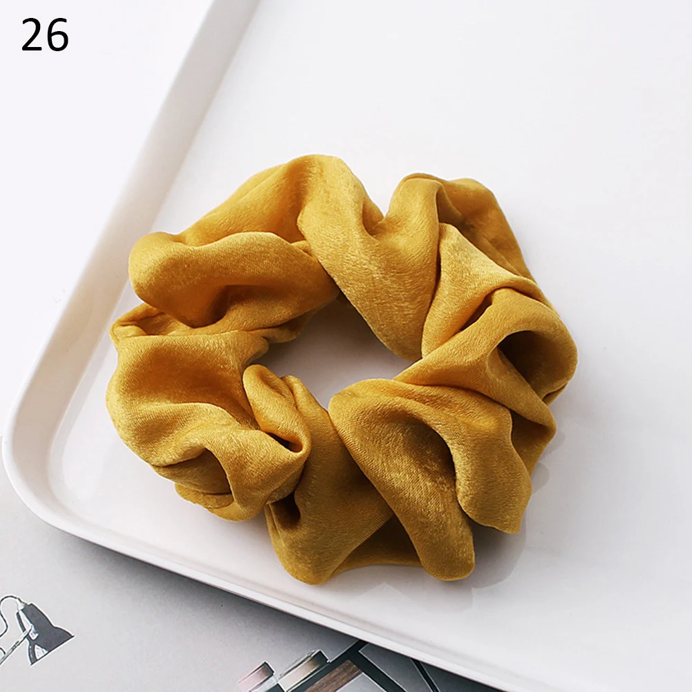 

2020 Satin Solid Hair Scrunchie Elastic Hair Bands New Women Girls Hair Accessories Ponytail Holder Hair Ties Rope Headewar