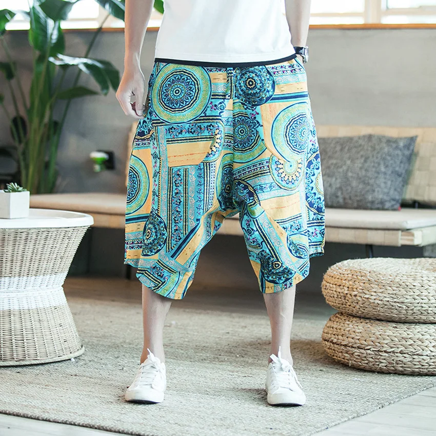 

Wide Leg Casual Retro Pants Japanese Kimono Fashion Streetwear Samurai Ukiyo Harlan Pants Yukata Leisure Embroidery Printing