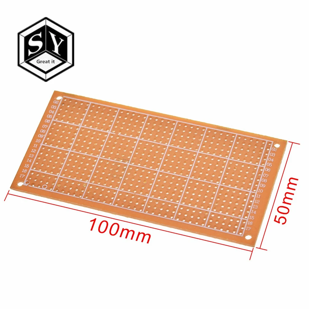 Односторонняя Универсальная 5x10 см безsolderless PCB тестовая макетная плата Медь прототип бумаги Луженая пластина соединительные отверстия DIY