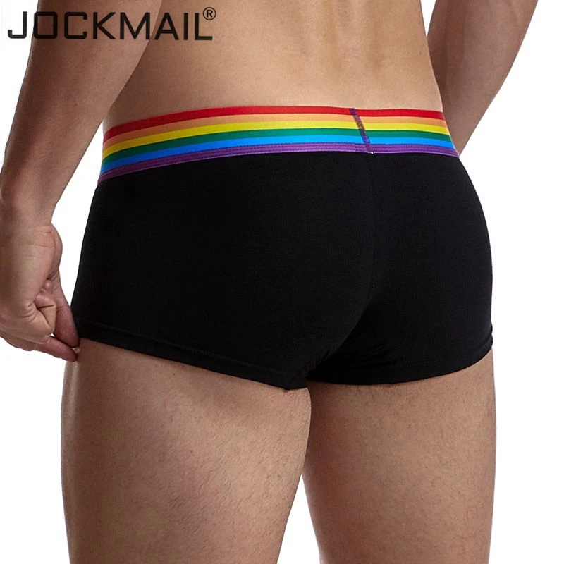 JOCKMAIL мужские трусы шорты из хлопка Радужное сексуальное мужское нижнее белье с